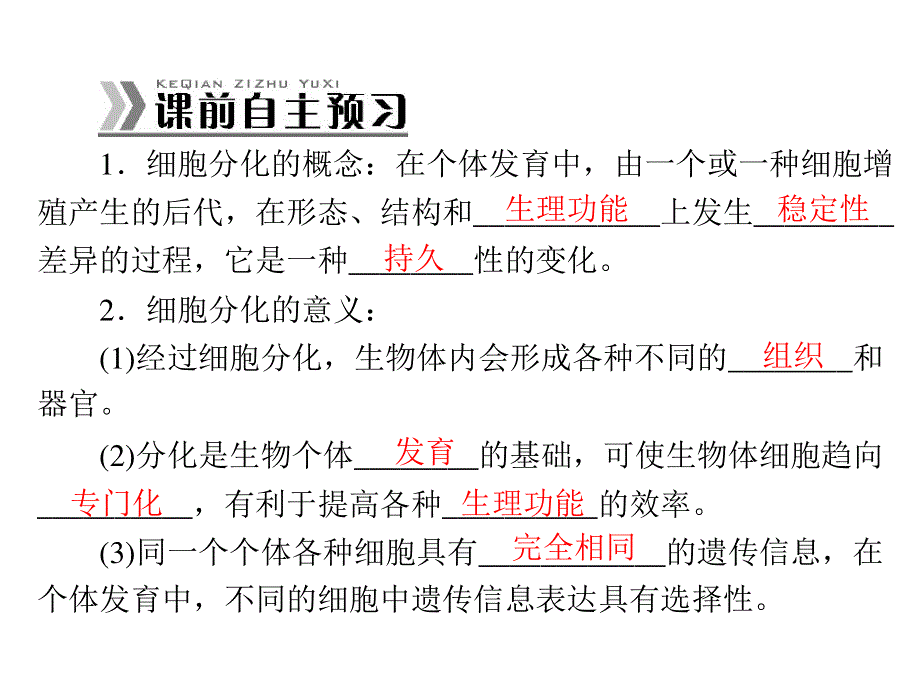 2014年生物新课标人教版必修3配套课件 第6章 第2节 细胞的分化.ppt_第2页