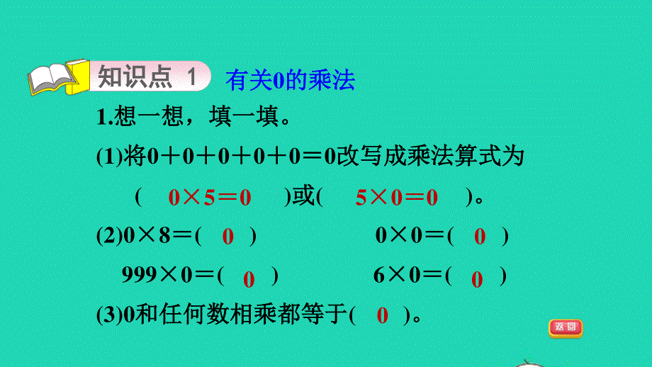 2021三年级数学上册 一 两、三位数乘一位数第8课时 有关0的乘法和乘数中间有0的乘法习题课件 苏教版.ppt_第3页