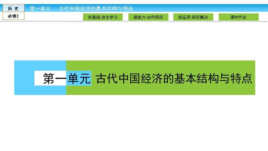 2019-2020学年人教版历史必修二培优学案课件：第1单元 古代中国经济的基本结构与特点1-1 .ppt_第1页