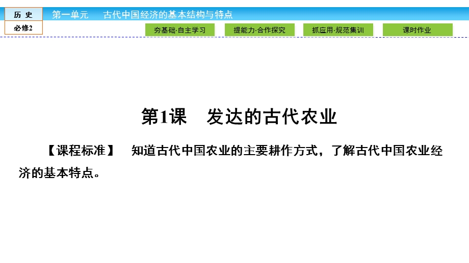 2019-2020学年人教版历史必修二培优学案课件：第1单元 古代中国经济的基本结构与特点1-1 .ppt_第2页