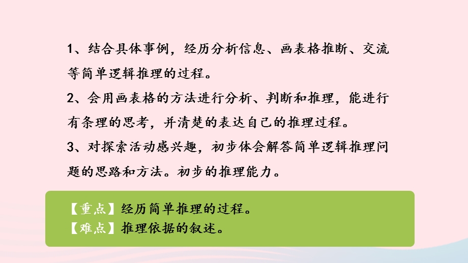 2023三年级数学下册 9 探索乐园第1课时 简单的逻辑推理教学课件 冀教版.pptx_第2页