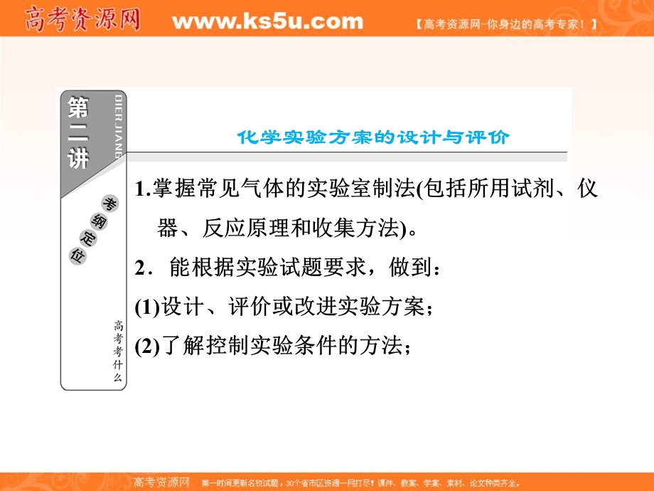 三维设计2012高考化学二轮复习课件（广东、江苏专版）：专题五第二讲 化学实验方案的设计与评价.ppt_第2页