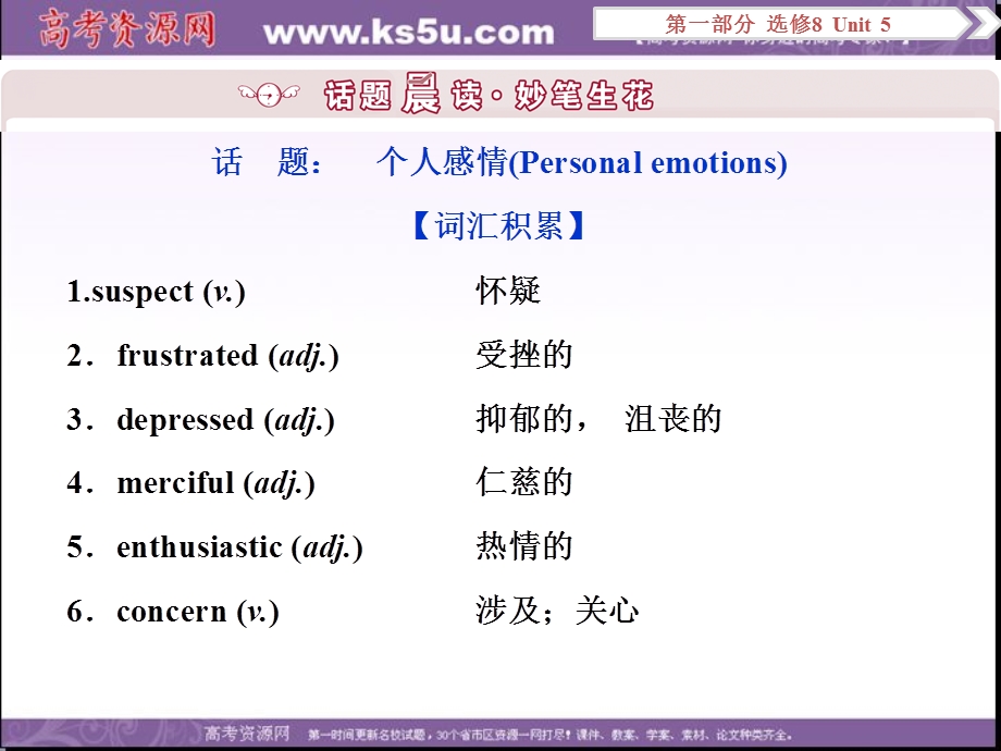 2017优化方案高考总复习·英语（浙江专用）课件：第一部分 基础考点聚焦 选修8UNIT5 .ppt_第2页