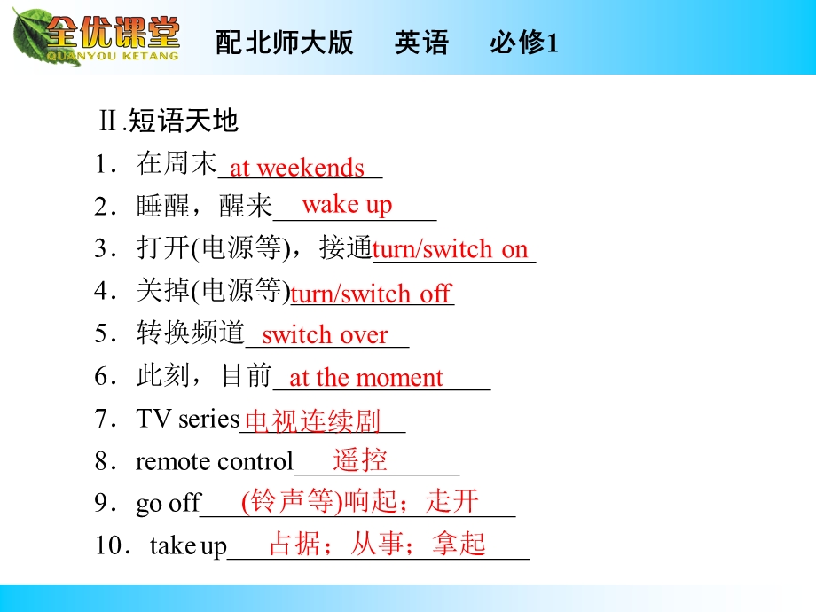 2014年秋《全优课堂》高中英语（北师大版必修一）同步课件：UNIT 1　LIFESTYLES PERIOD 1.ppt_第3页