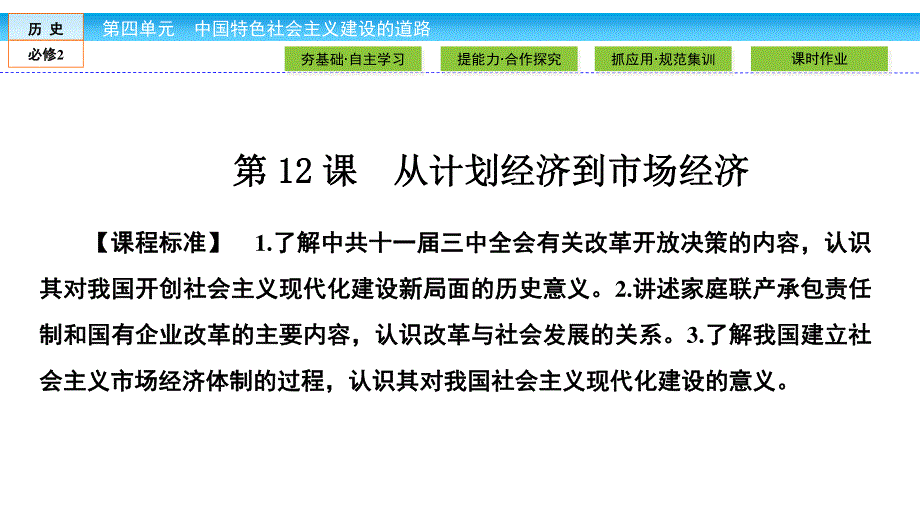 2019-2020学年人教版历史必修二培优学案课件：第4单元 中国特色社会主义建设的道路4-12 .ppt_第1页