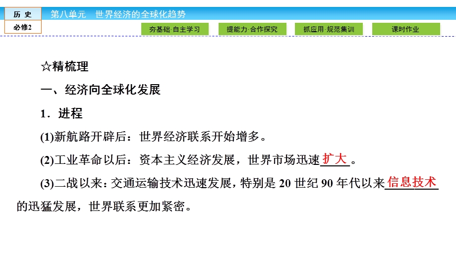 2019-2020学年人教版历史必修二培优学案课件：第8单元 世界经济的全球化趋势8-24 .ppt_第3页