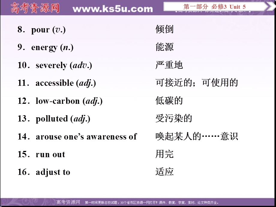 2017优化方案高考总复习·英语（浙江专用）课件：第一部分 基础考点聚焦 必修3UNIT5 .ppt_第3页