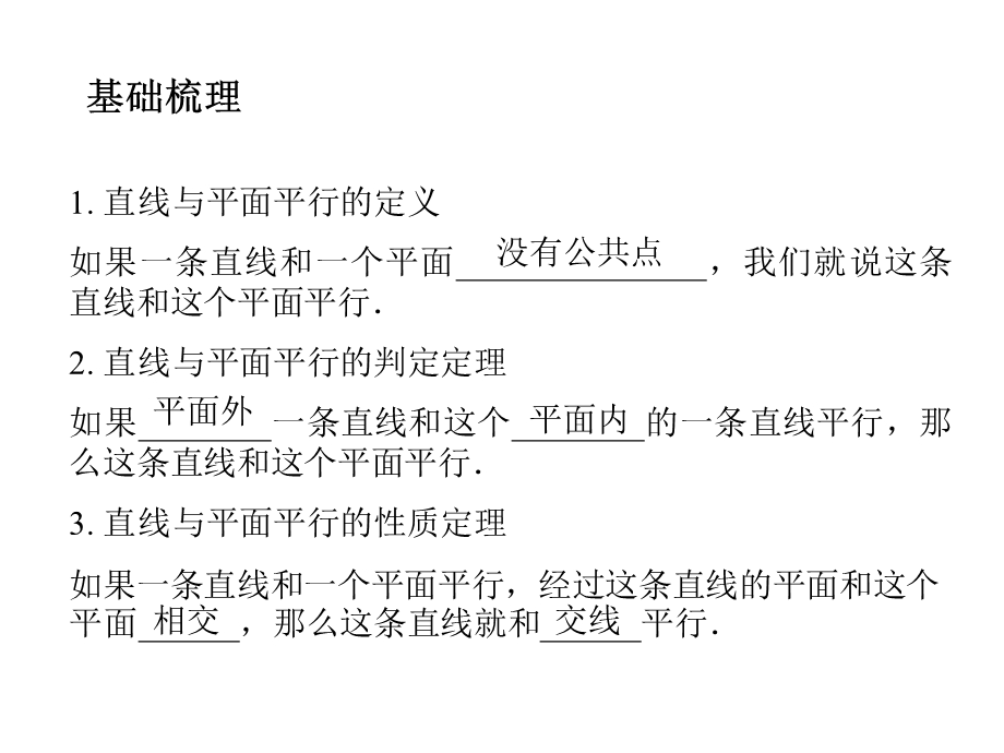 2012学案与评测理数苏教版：第10单元 第三节直线和平面平行（课件）.ppt_第2页