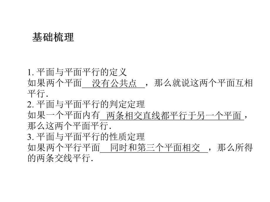 2012学案与评测理数苏教版：第10单元 第五节平面和平面平行（课件）.ppt_第2页