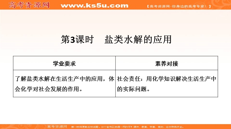 2020化学新素养同步鲁教选修四课件：第3章 第2节 第3课时　盐类水解的应用 .ppt_第1页