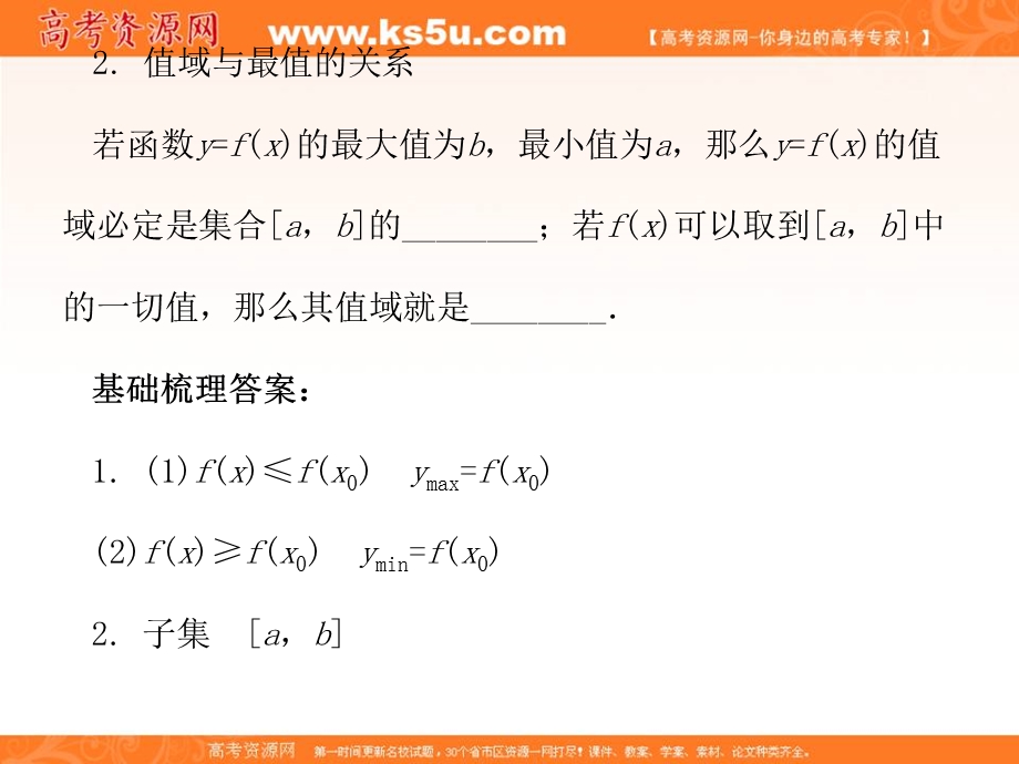 2012学案与评测文数苏教版（课件）：第2单元第3节函数的值域与最值.ppt_第3页