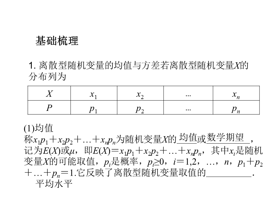 2012学案与评测理数苏教版：第13单元 第七节离散型随机变量的均值与方差（课件）.ppt_第2页