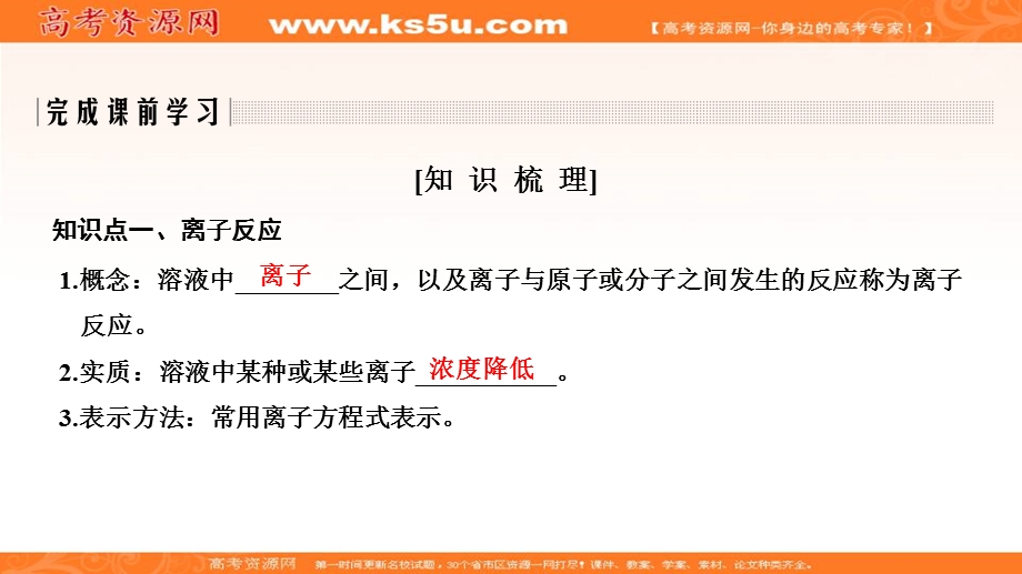 2020化学新素养同步鲁教选修四课件：第3章 第4节 第1课时　离子反应发生的条件 .ppt_第2页