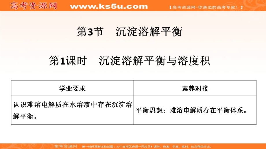 2020化学新素养同步鲁教选修四课件：第3章 第3节 第1课时　沉淀溶解平衡与溶度积 .ppt_第1页