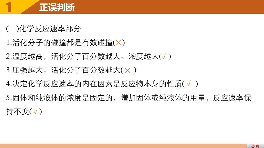 2017版高考化学苏教版（浙江专用）一轮复习课件：排查落实练十一化学反应速率、化学平衡 .pptx_第3页