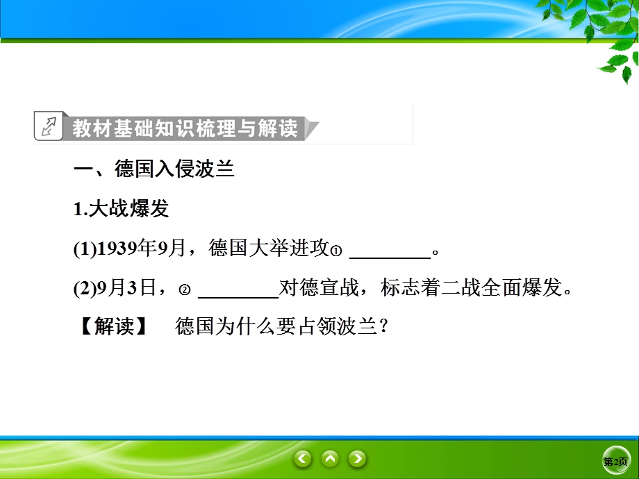 2019-2020学年人教版历史选修三同步课件：3单元4　第二次世界大战的全面爆发 .ppt_第2页