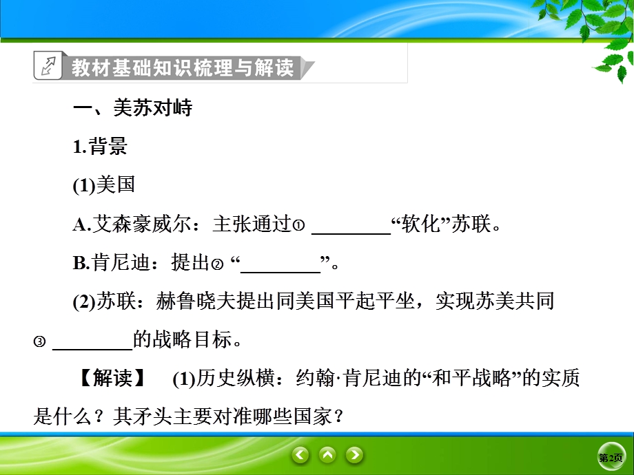 2019-2020学年人教版历史选修三同步课件：4单元3　美 苏 争 霸 .ppt_第2页