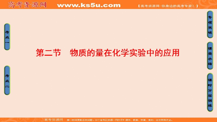 2018届高三化学（人教版）一轮复习：第1章 第2节　物质的量在化学实验中的应用 .ppt_第1页