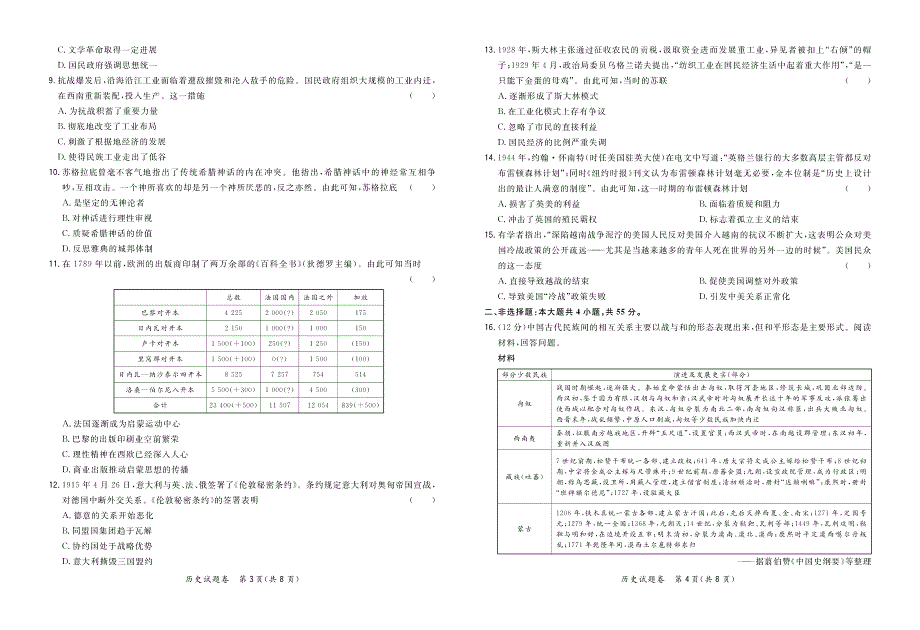 湖南省株洲市天元区2021届高三9月联考历史试卷 PDF版含答案.pdf_第2页