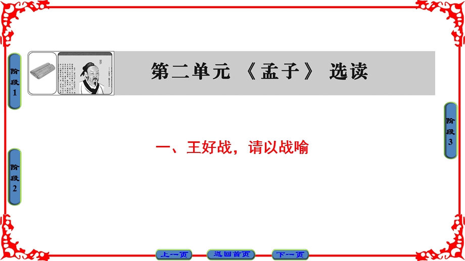 2016-2017学年语文选修先秦诸子选读（人教版）课件 第二单元 《孟子》选读 第2单元-一 .ppt_第1页