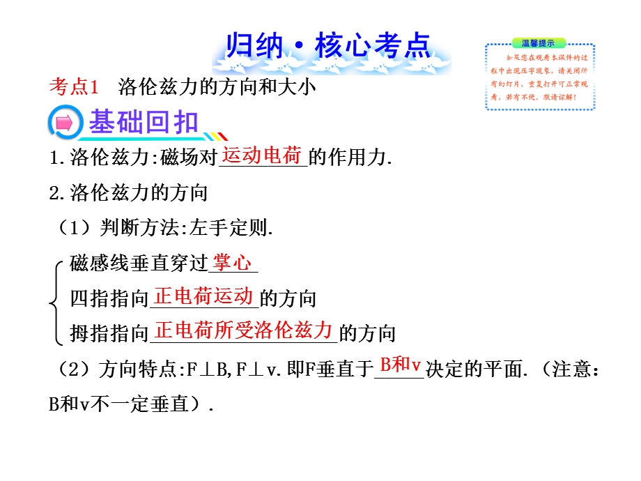 2014年高中物理广西专用一轮复习课件：11.2磁场对运动电荷的作用.ppt_第2页