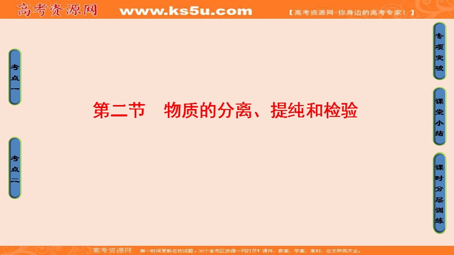 2018届高三化学（人教版）一轮复习：第10章 第2节　物质的分离、提纯和检验 .ppt_第1页