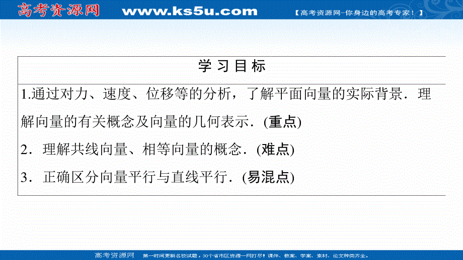 2020-2021学年人教A版数学必修4课件：第2章 2-1-1　向量的物理背景与概念 2-1-2　向量的几何表示 2-1-3　相等向量与共线向量 .ppt_第2页