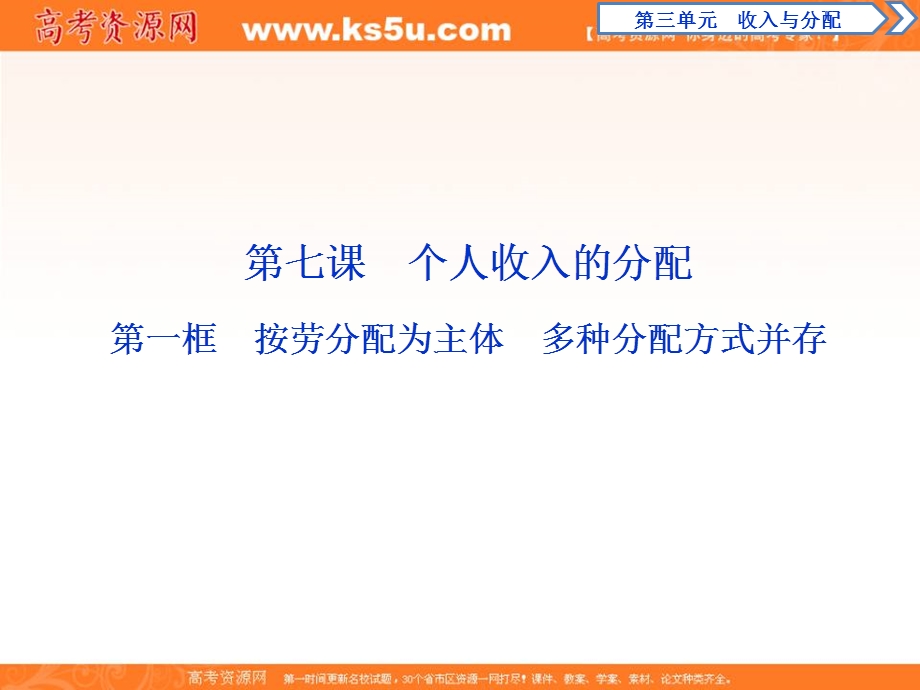 2019-2020学年人教版政治必修一课件：第三单元 第七课　第一框　按劳分配为主体　多种分配方式并存 .ppt_第2页