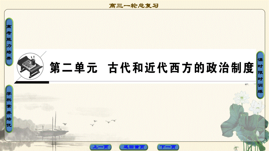 2018届高三历史一轮复习（江苏专用）课件 第2单元 第3讲 古代雅典的民主政治和罗马法 .ppt_第1页