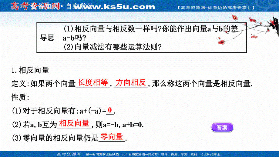 2021-2022学年数学人教A必修4课件：2-2-2 向量减法运算及其几何意义 .ppt_第3页