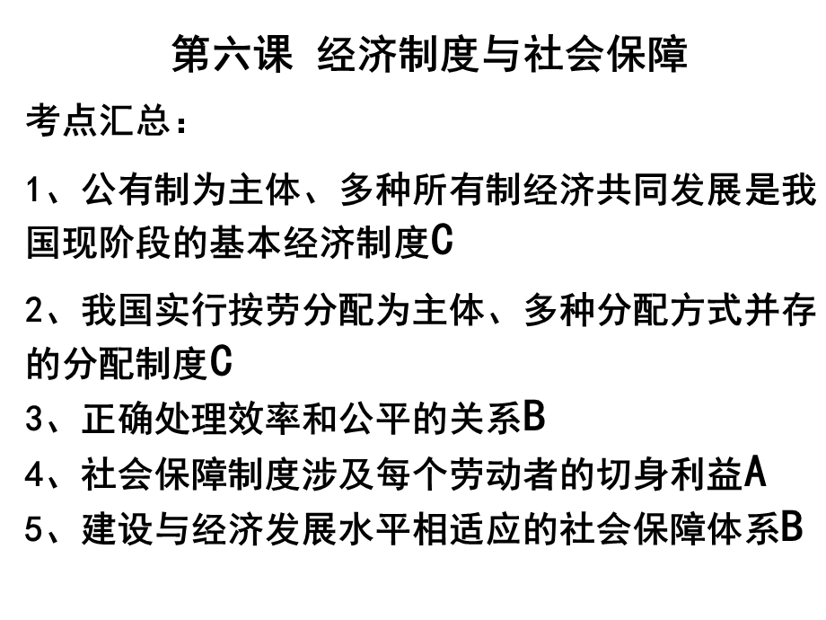 上海市高中政治（沪教版）精品课件：高一下册《经济常识》第六课 经济制度与社会保障 .ppt_第1页