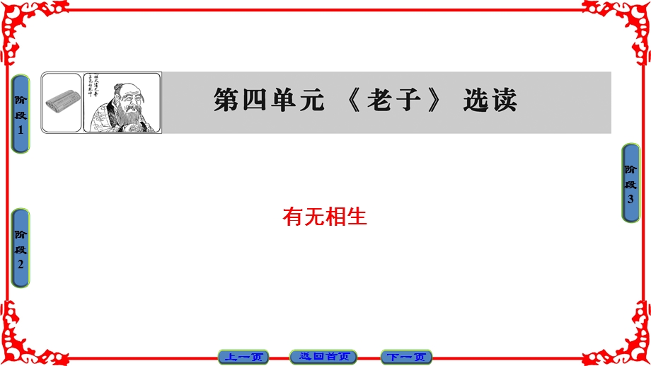 2016-2017学年语文选修先秦诸子选读（人教版）课件 第四单元 《老子》选读 第4单元 .ppt_第1页