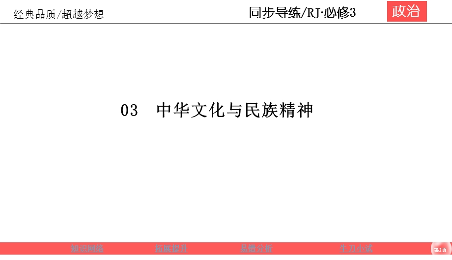 2019-2020学年人教版政治必修三同步导练课件：第3单元 中华文化与民族精神 3-7总结与评估 .ppt_第2页