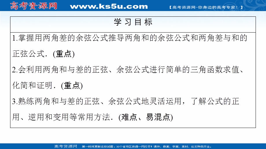 2020-2021学年人教A版数学必修4课件：第3章 3-1-2 第1课时　两角和与差的正弦、余弦公式 .ppt_第2页