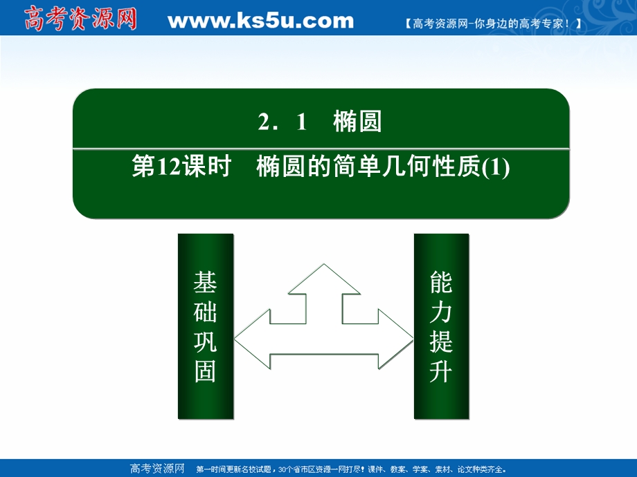 2020-2021学年人教A版数学选修1-1作业课件：2-1 第12课时　椭圆的简单几何性质（1） .ppt_第2页