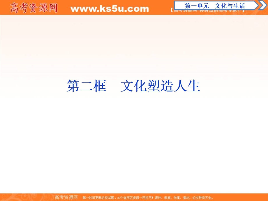 2019-2020学年人教版政治必修三课件：第一单元 第二课　第二框　文化塑造人生 .ppt_第1页