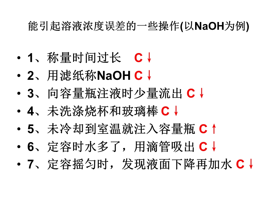 06年浙江省德清一中化学科--能引起溶液浓度误差的一些操作.ppt_第1页