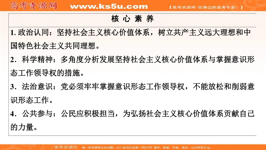 2019-2020学年人教版政治必修三课件：第4单元 第9课 第2框　坚持社会主义核心价值体系 .ppt_第3页