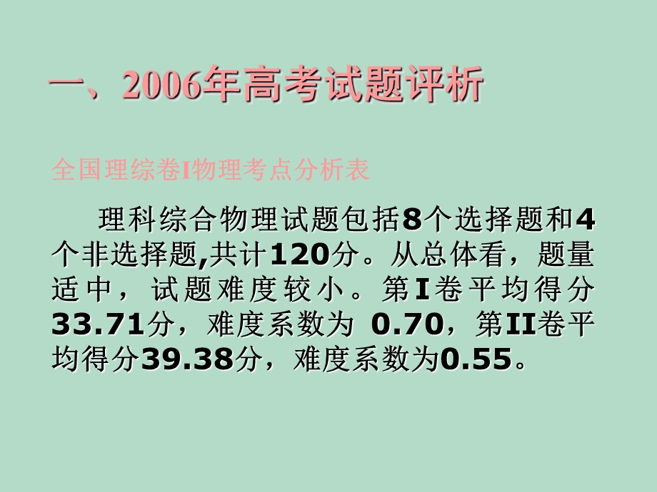 06年高考物理卷评析及07年备考的建议课件.ppt_第2页