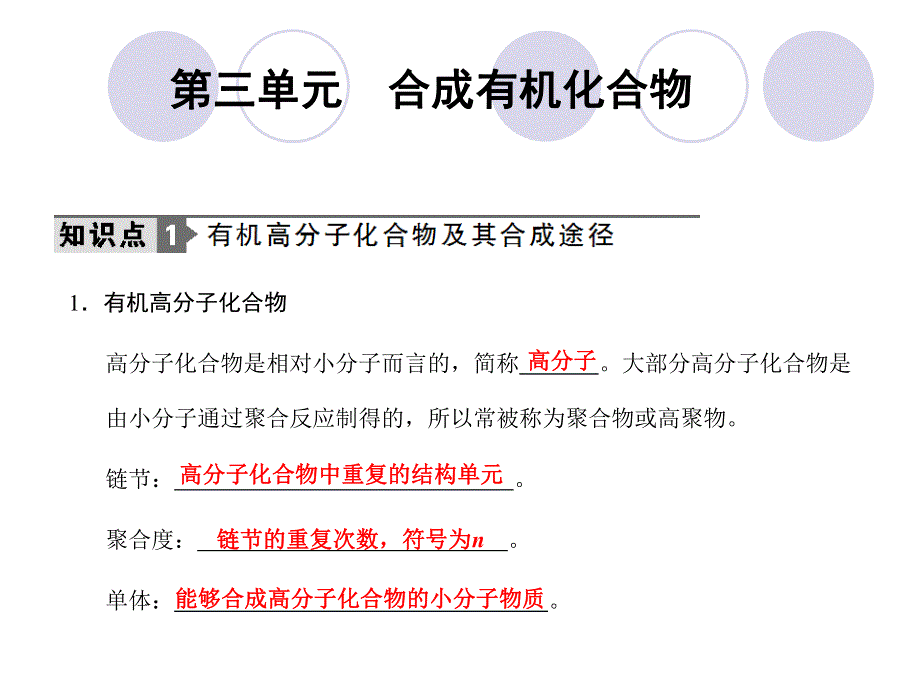 2012届化学复习专题课件：专题十二 选修5 第三单元合成有机化合物（新人教版）.ppt_第1页