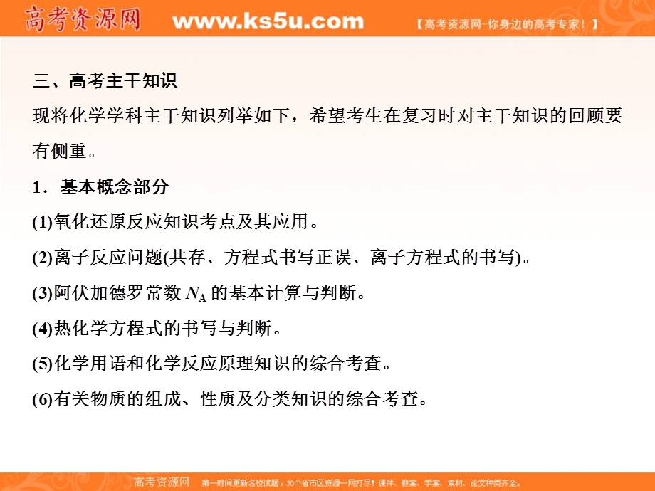 2012届创新设计高考化学二轮专题复习课件：基础巩固专题2高考信息考前必备.ppt_第3页