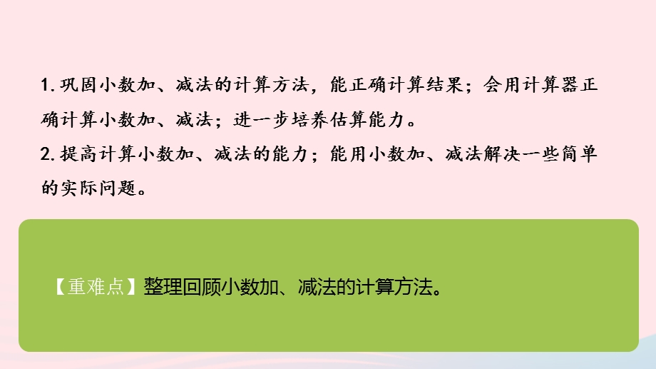 2023五年级数学上册 四 小数加法和减法第6课时 整理和复习课件 苏教版.pptx_第2页