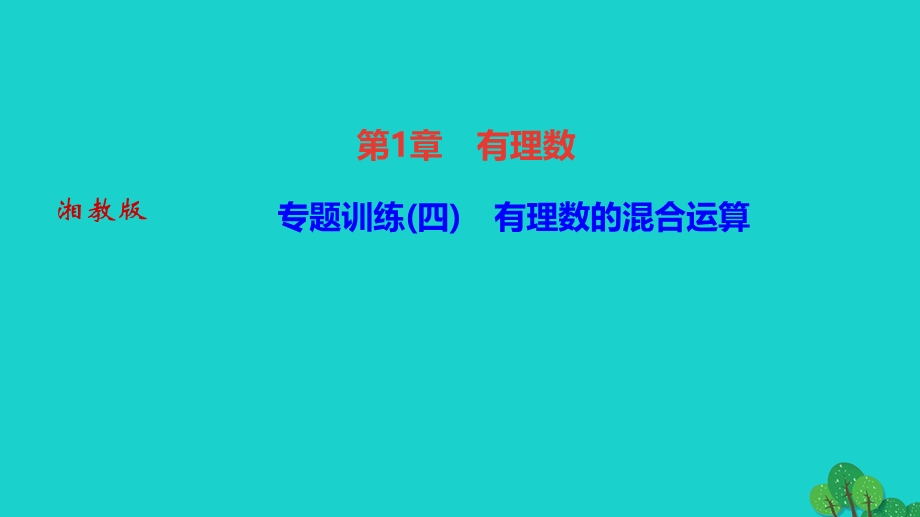 2022七年级数学上册 第1章 有理数专题训练(四) 有理数的混合运算作业课件 （新版）湘教版.ppt_第1页