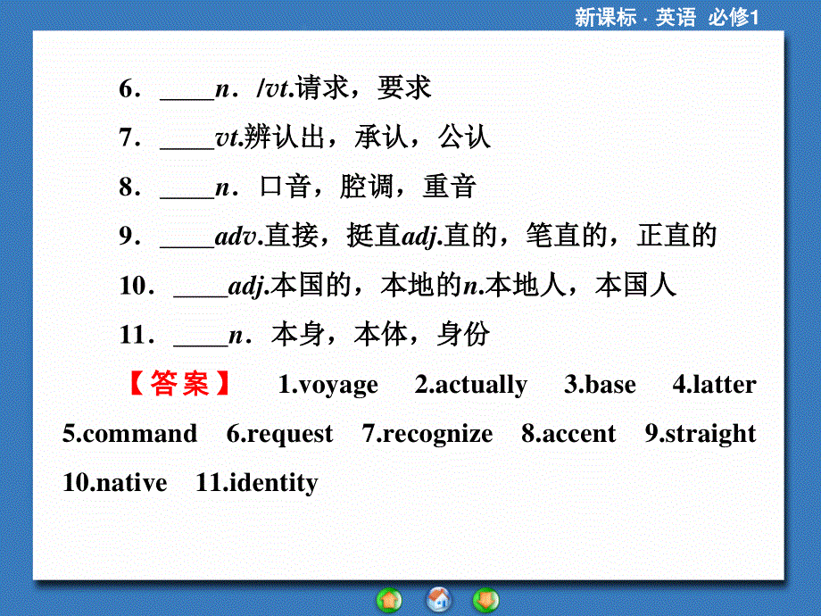 2014秋高中英语（新人教版必修1）教学课件（目标分析+方案设计+自主导学）：单元归纳提升2.ppt_第3页