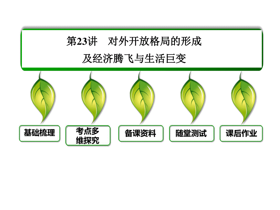 2013届历史一轮复习 2-4-23对外开放格局的形成及经济腾飞与生活巨变（岳麓版）.ppt_第3页