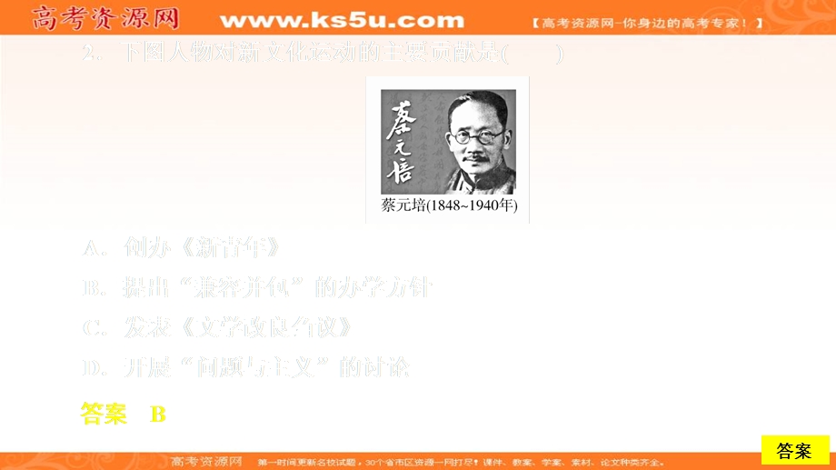 2020历史同步导学提分教程岳麓必修三课件：第五单元 第21课　新文化运动 课时作业 .ppt_第2页