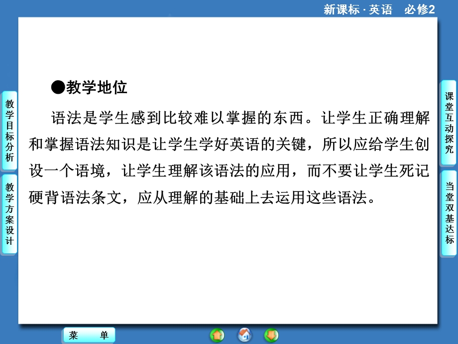 2014秋高中英语（新人教版必修2）教学课件（目标分析 方案设计 自主导学）：UNIT 5 PERIOD Ⅲ.ppt_第2页