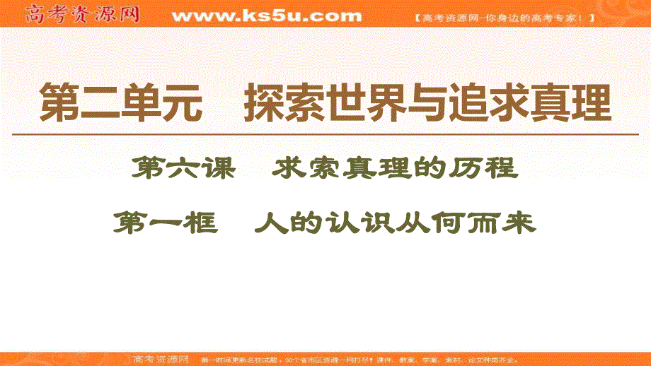 2019-2020学年人教版政治必修四课件：第2单元 第6课 第1框　人的认识从何而来 .ppt_第1页