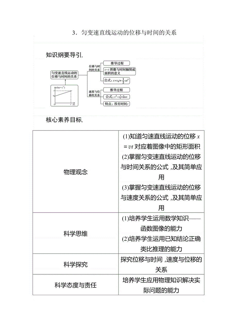 2020版物理新教材人教必修一同步学案教师用书：2-3．匀变速直线运动的位移与时间的关系 WORD版含答案.doc_第1页