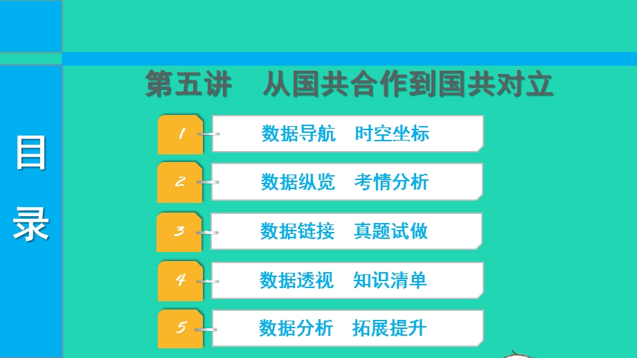 2022中考历史 第一部分 知识梳理 模块一 中国近代史（1840—1949）第五讲 从国共合作到国共对立课件.pptx_第1页